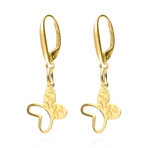 Aretes Mujer Plata 925 Carisma Mariposa Dorado