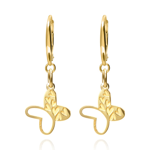 Aretes Mujer Plata 925 Carisma Mariposa Dorado