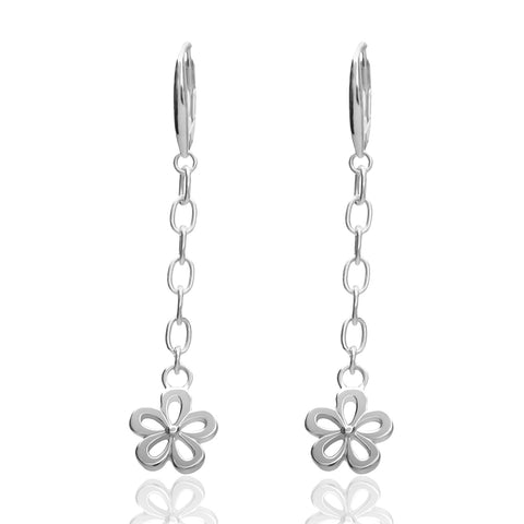 Aretes Mujer Plata 925 Alegria Flor Colgantes
