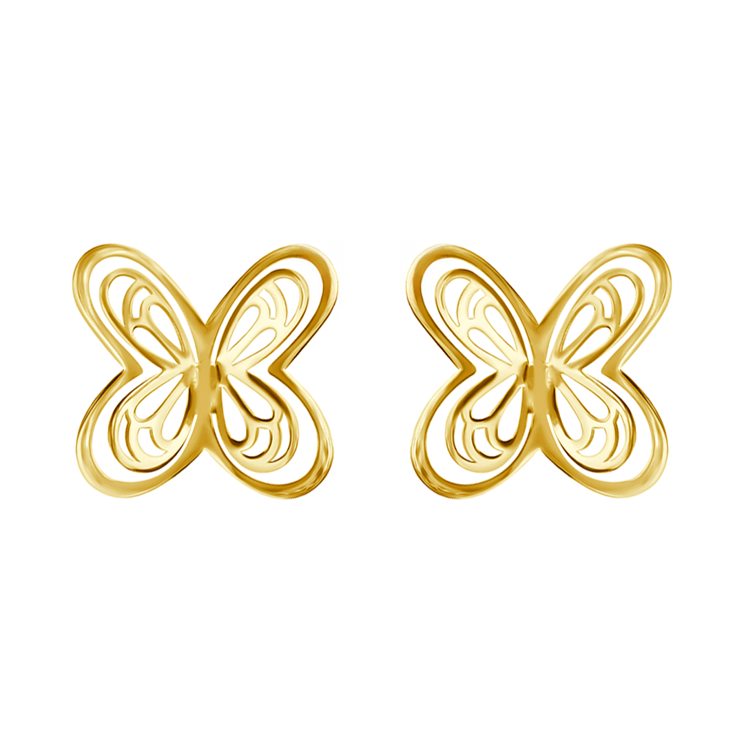 Broqueles Mujer Plata 925 Aurora Mariposa Baño de Oro
