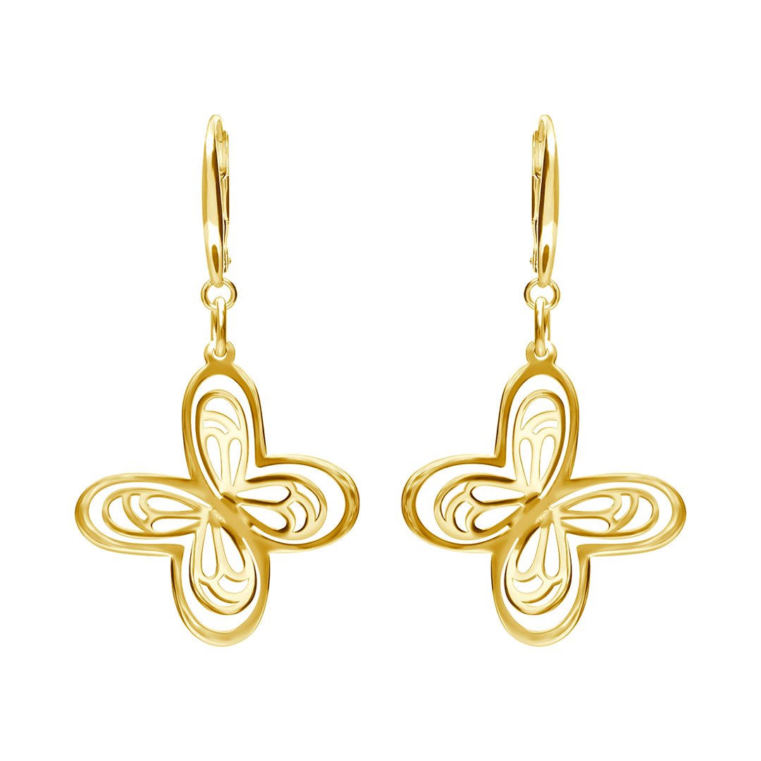 Aretes Plata 925 Monarca Mariposa Dorados - Tanya Moss