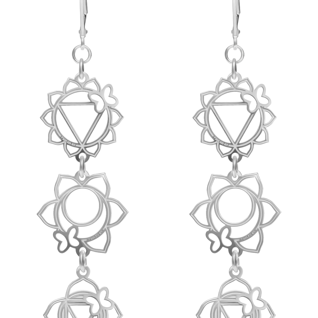 Aretes Plata 925 Chakras 3 Módulos