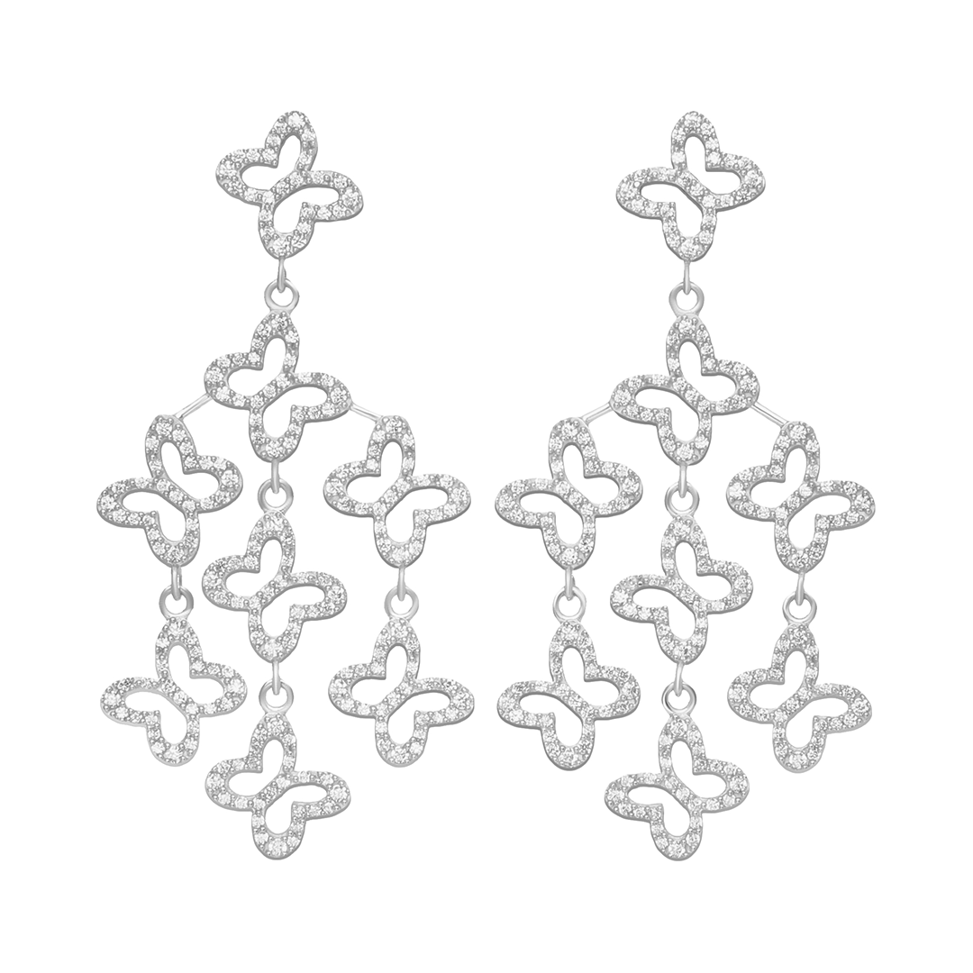 Aretes Plata 925 Lucina Cascada 8 Mariposas Circonia - Tanya Moss