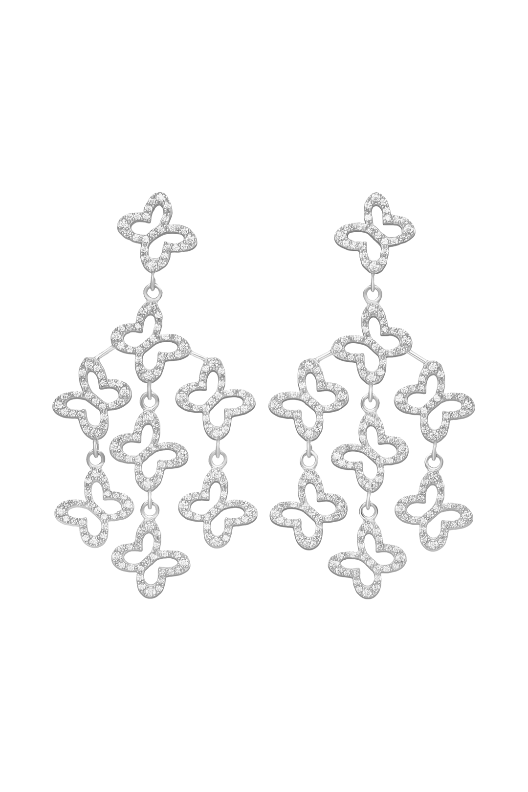 Aretes Plata 925 Lucina Cascada 8 Mariposas Circonia - Tanya Moss