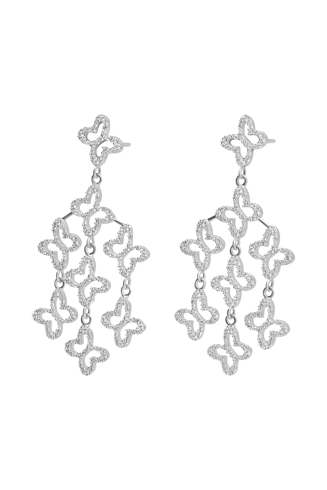 Aretes Plata 925 Lucina Cascada 8 Mariposas Circonia - Tanya Moss