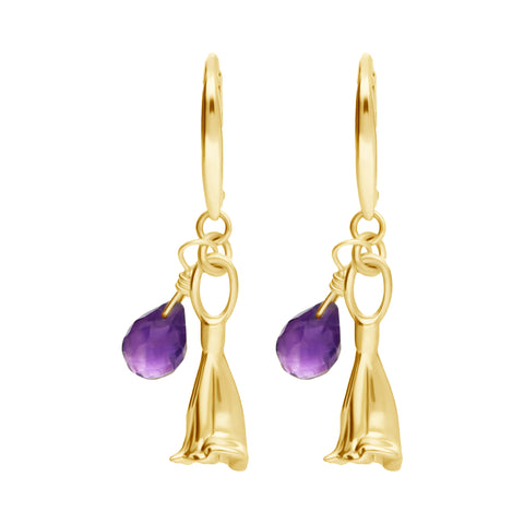 Aretes Mujer Plata 925 Jacaranda Flor Amatista Dorado