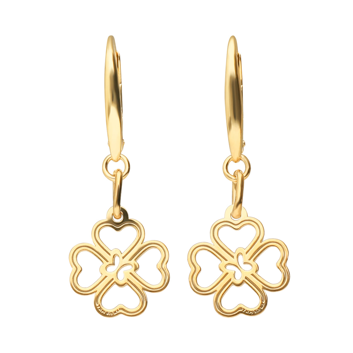 Aretes Carisma Suerte Trebol Plata Baño Oro