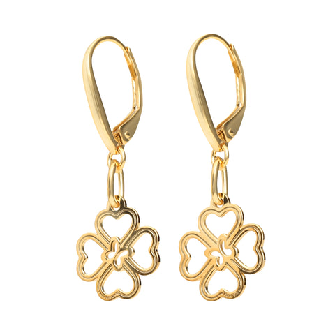 Aretes Mujer Plata 925 Carisma Trebol Dorado