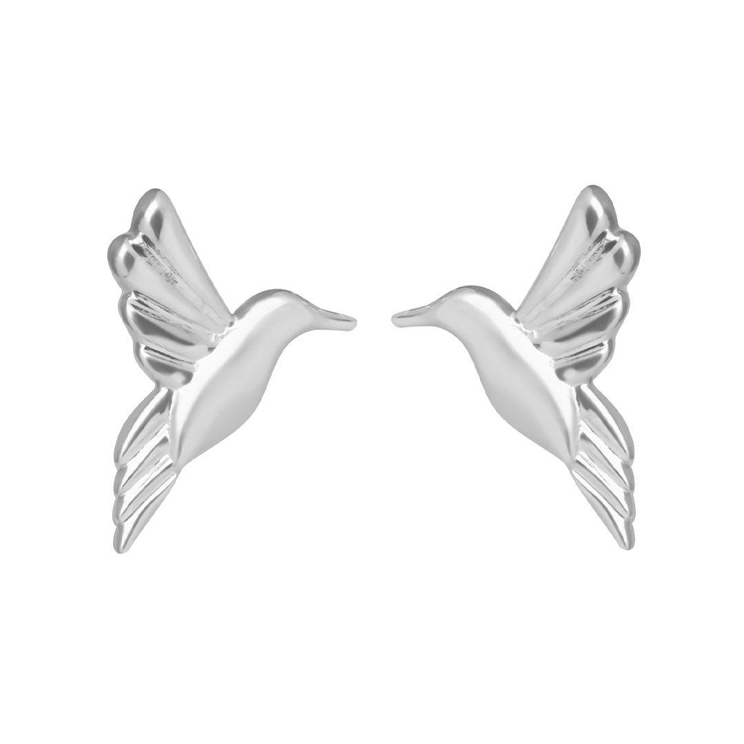 Broqueles Mujer Plata 925 Mensaje Amor Colibri - Tanya Moss