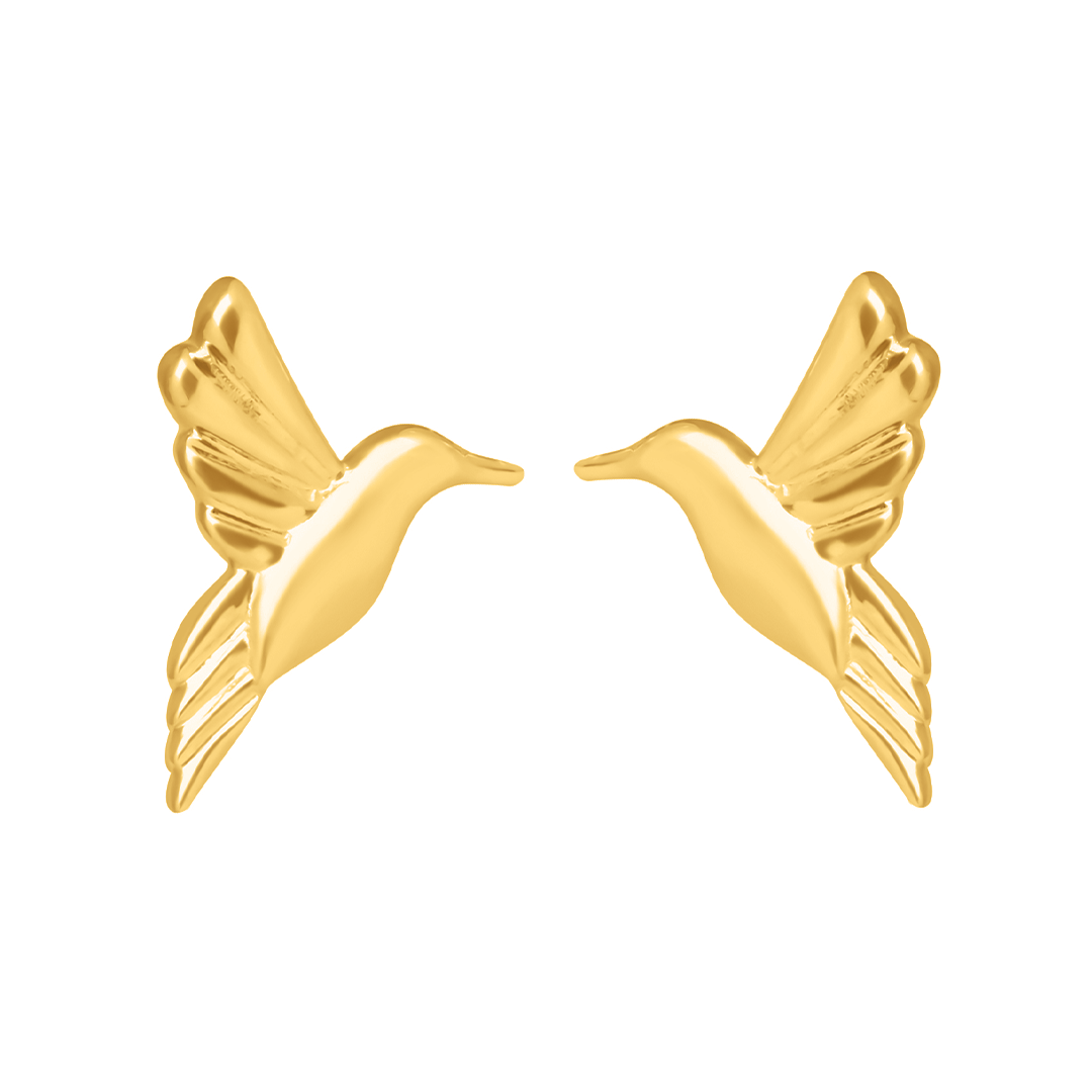 Broqueles Mujer Plata 925 Mensaje Amor Colibri Dorado