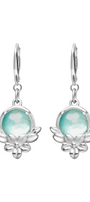 Aretes Plata 925 Mensaje Amor Flor Hojas Madreperla Verde - Tanya Moss