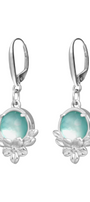 Aretes Plata 925 Mensaje Amor Flor Hojas Madreperla Verde - Tanya Moss