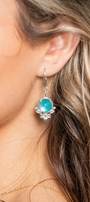 Aretes Plata 925 Mensaje Amor Flor Hojas Madreperla Verde - Tanya Moss