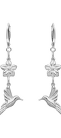 Aretes Plata 925 Mensaje Amor Dobles Flor Colibrí - Tanya Moss
