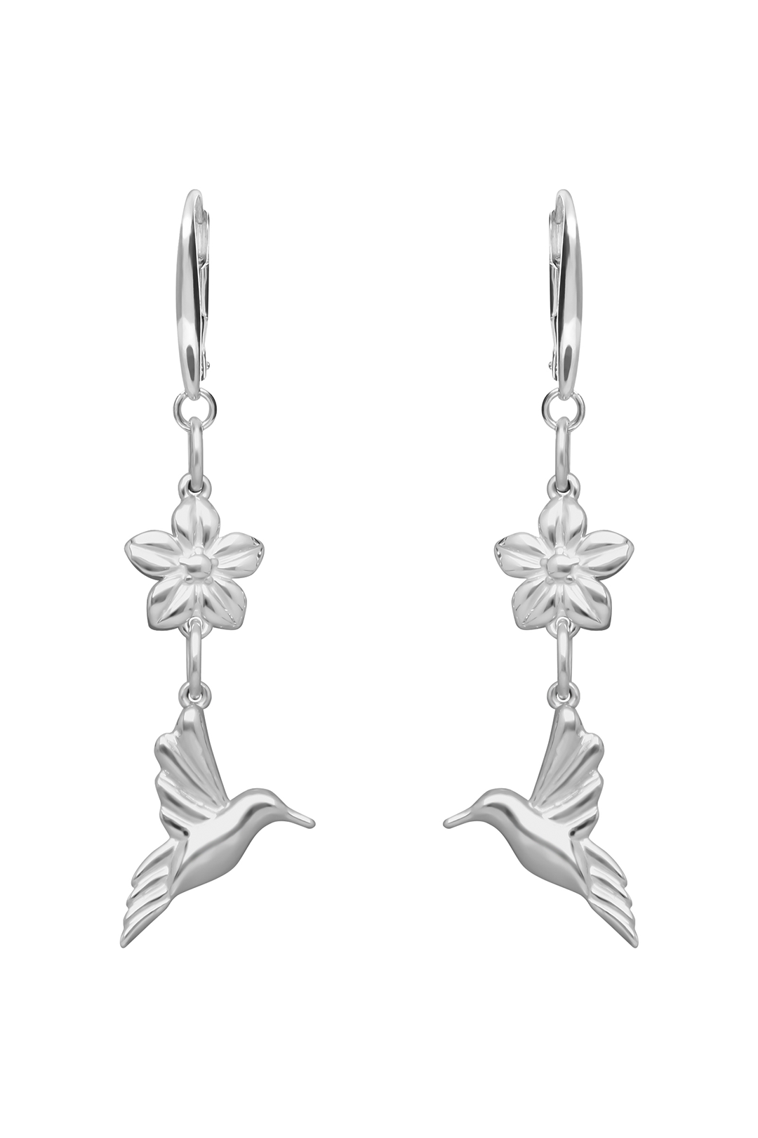 Aretes Plata 925 Mensaje Amor Dobles Flor Colibrí - Tanya Moss