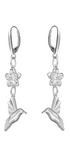 Aretes Plata 925 Mensaje Amor Dobles Flor Colibrí - Tanya Moss