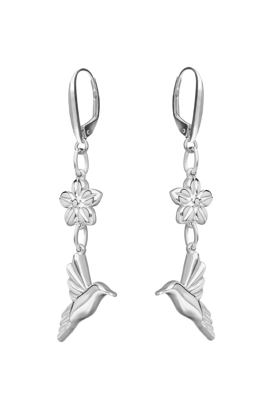 Aretes Plata 925 Mensaje Amor Dobles Flor Colibrí - Tanya Moss