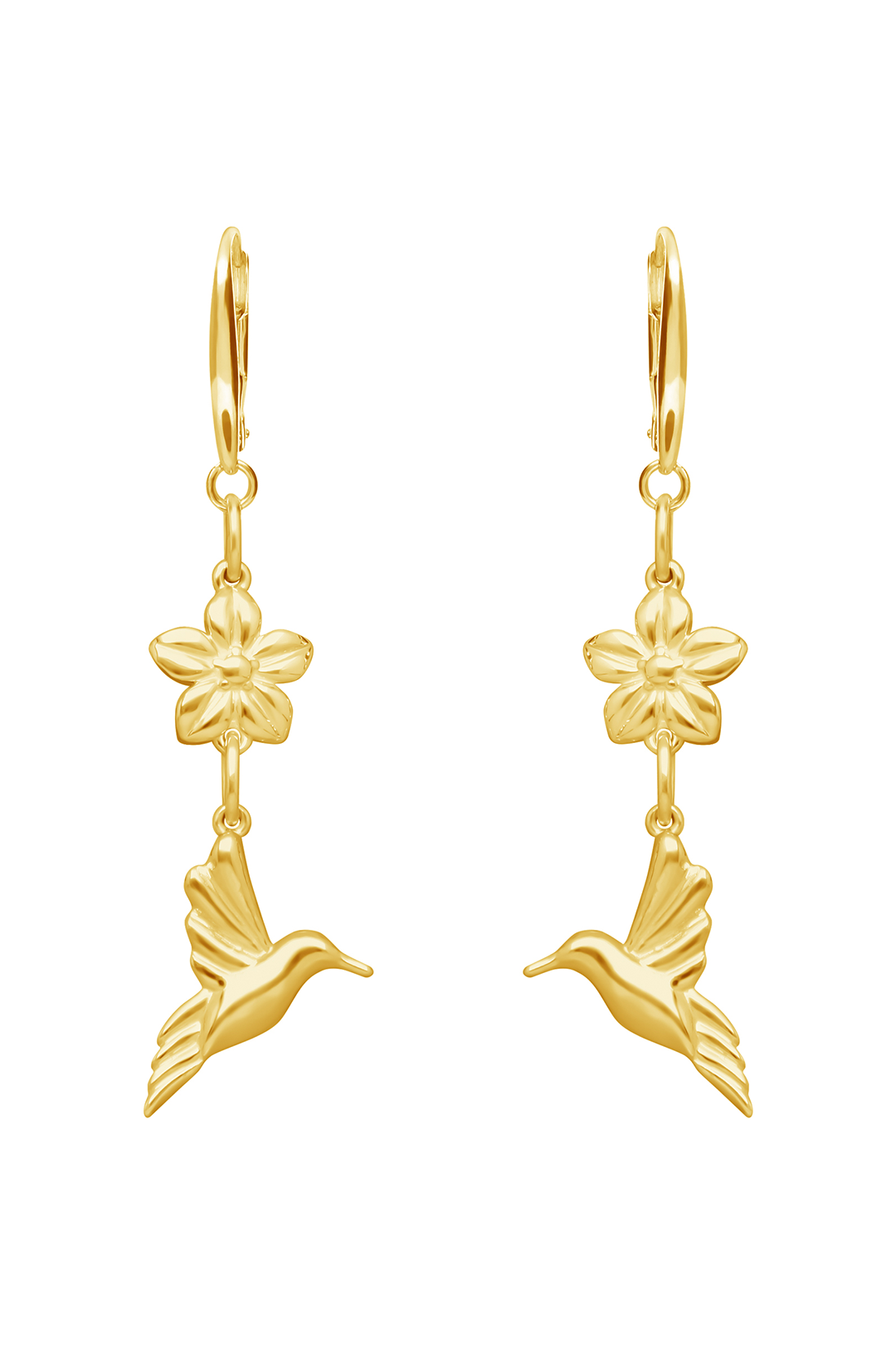 Aretes Plata 925 Mensaje Amor Flor Colibrí Dorados