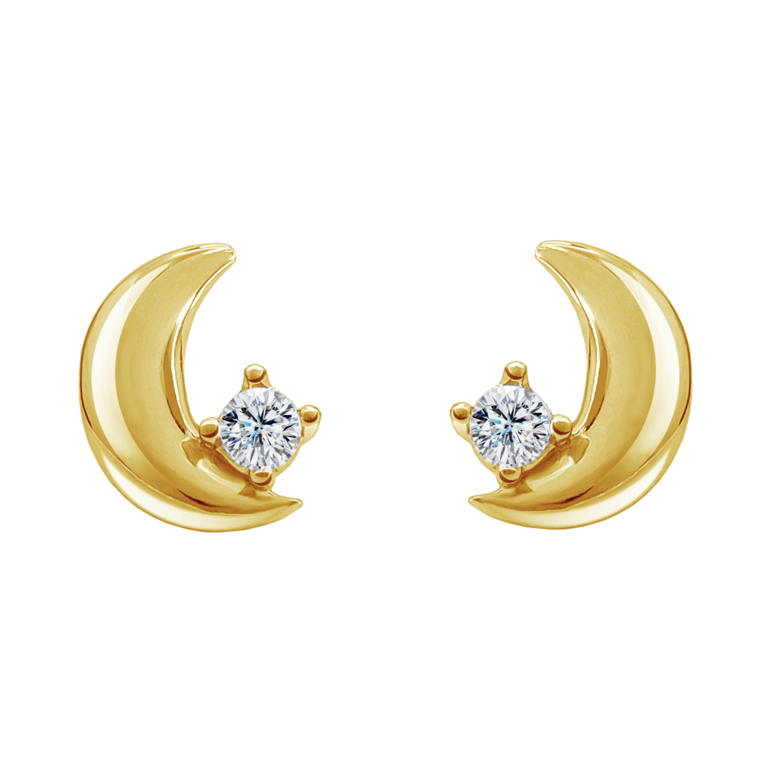 Broqueles Luna Con Circonia Dorados - Tanya Moss