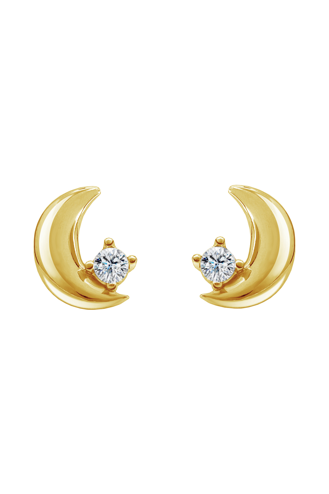 Broqueles Luna Con Circonia Dorados - Tanya Moss