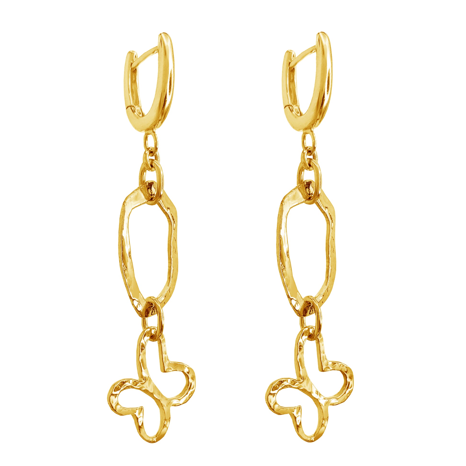 Aretes Plata 925 Liberty Eslabón Mariposa Dorados