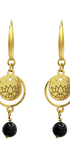 Aretes Plata 925 Magia Luna Loto Agata Negra Dorados - Tanya Moss
