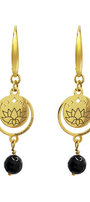 Aretes Plata 925 Magia Luna Loto Agata Negra Dorados - Tanya Moss