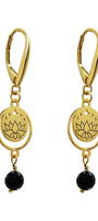 Aretes Plata 925 Magia Luna Loto Agata Negra Dorados - Tanya Moss