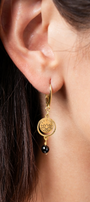 Aretes Plata 925 Magia Luna Loto Agata Negra Dorados - Tanya Moss