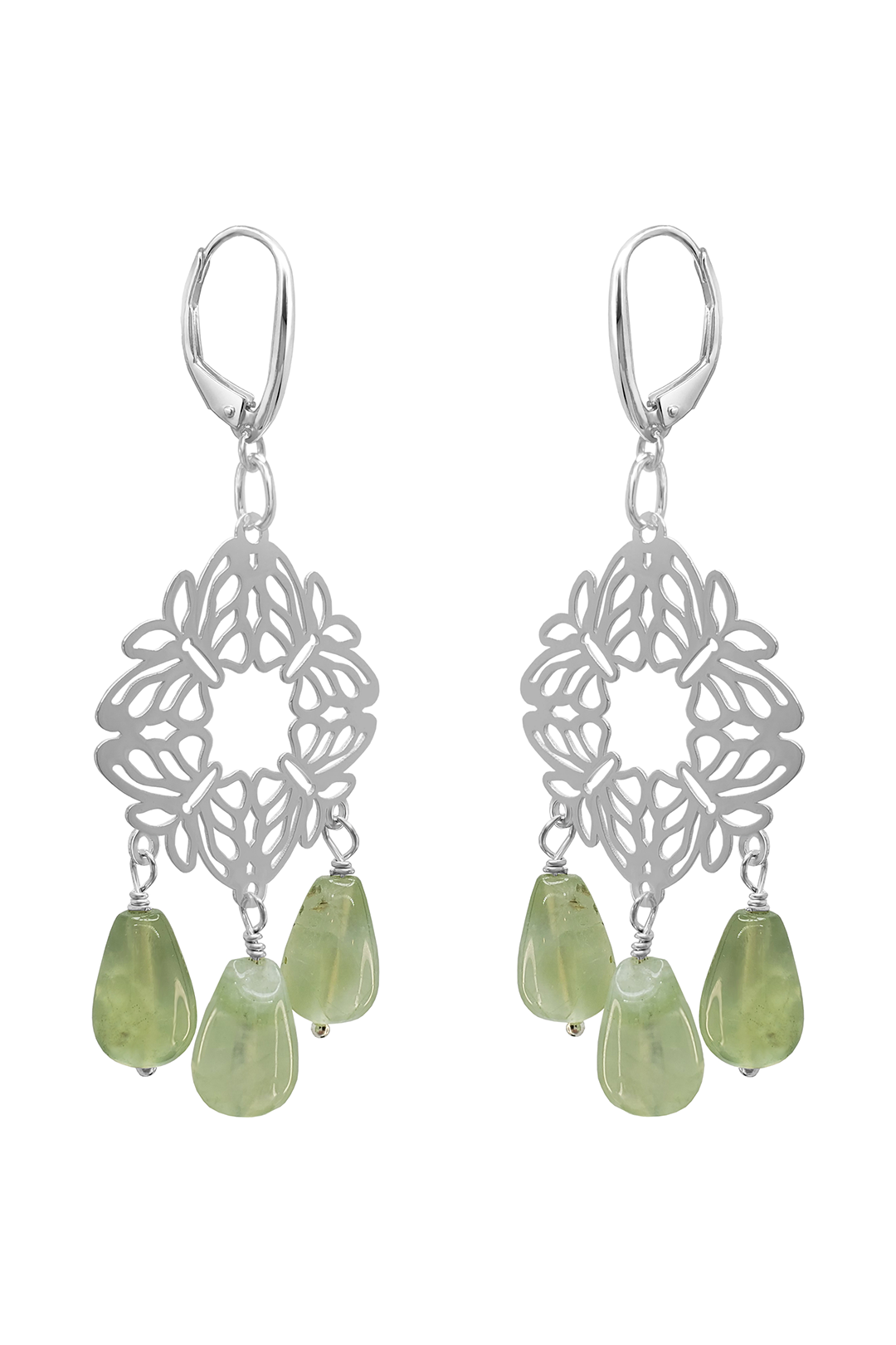 Aretes Plata 925 Encanto 4 Mariposas 3 Prehenita Gota