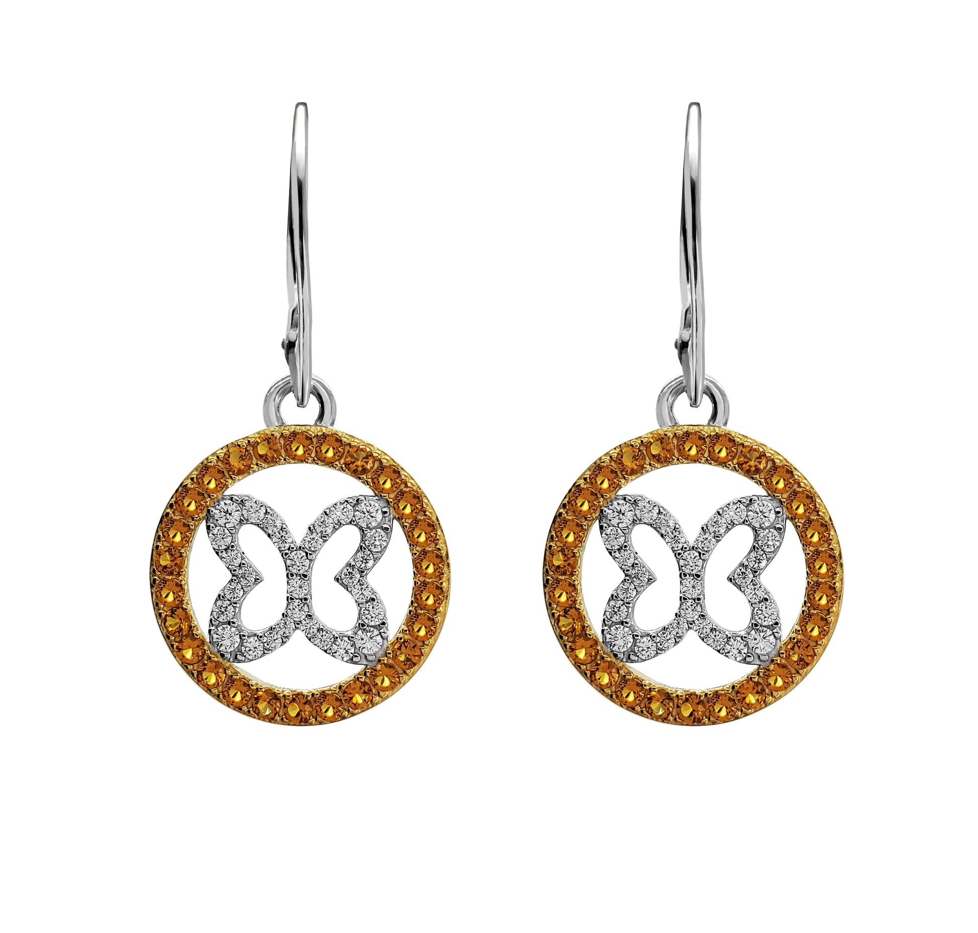 Aretes Plata 925 Medallón Mariposa