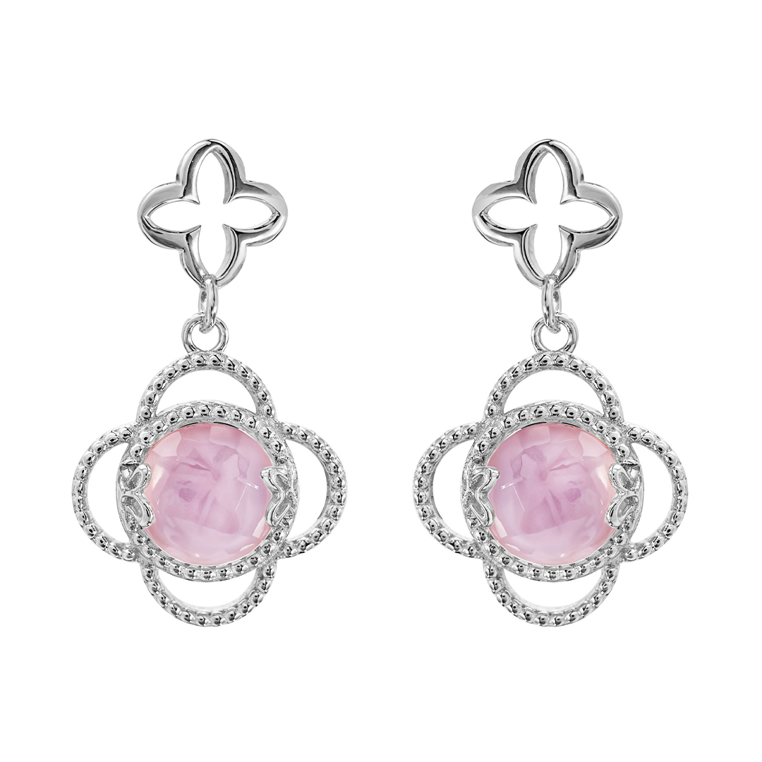 Aretes Plata 925 Rose Mariposa Mop Cristal - Tanya Moss