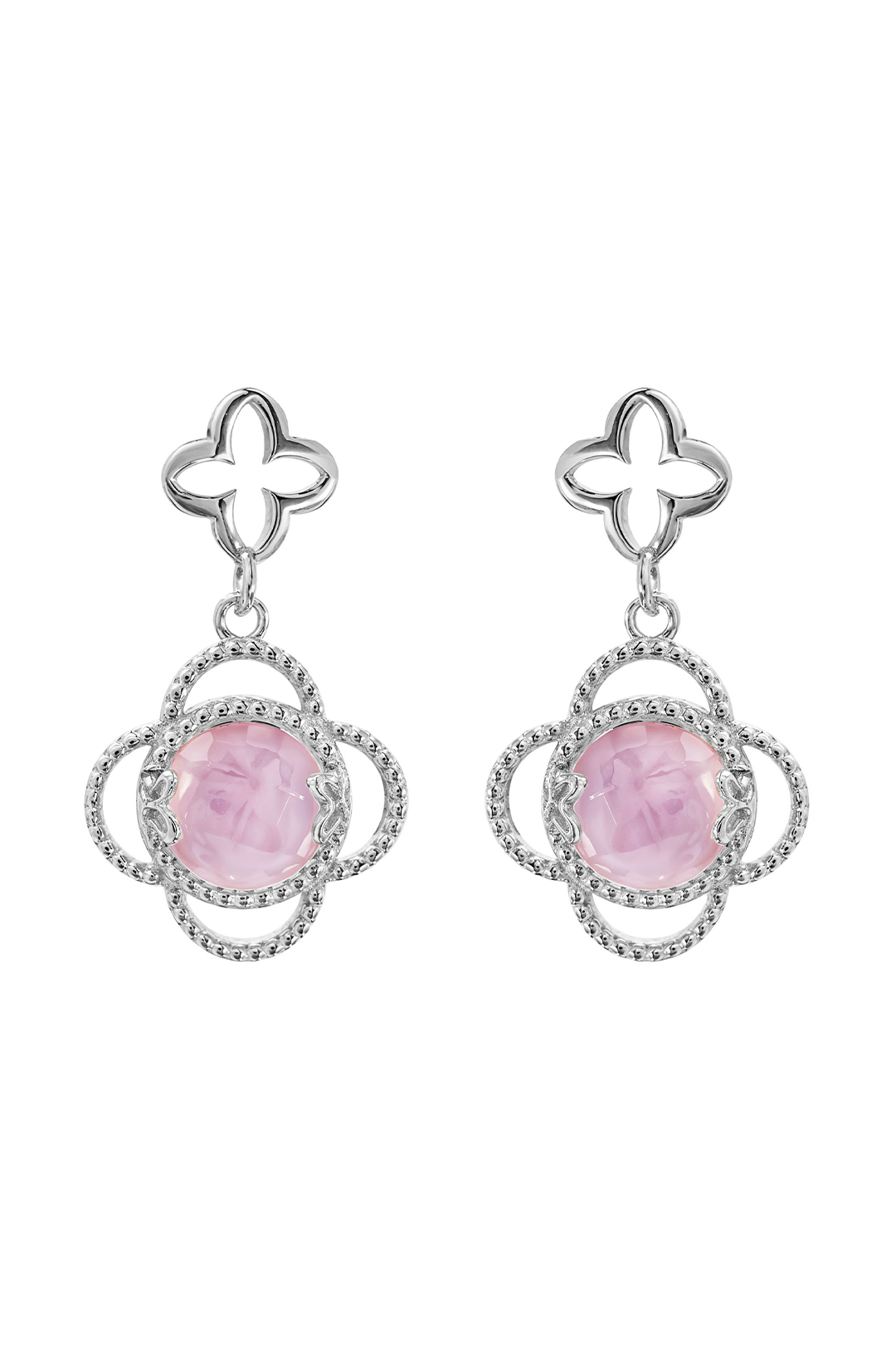 Aretes Plata 925 Rose Mariposa Mop Cristal - Tanya Moss