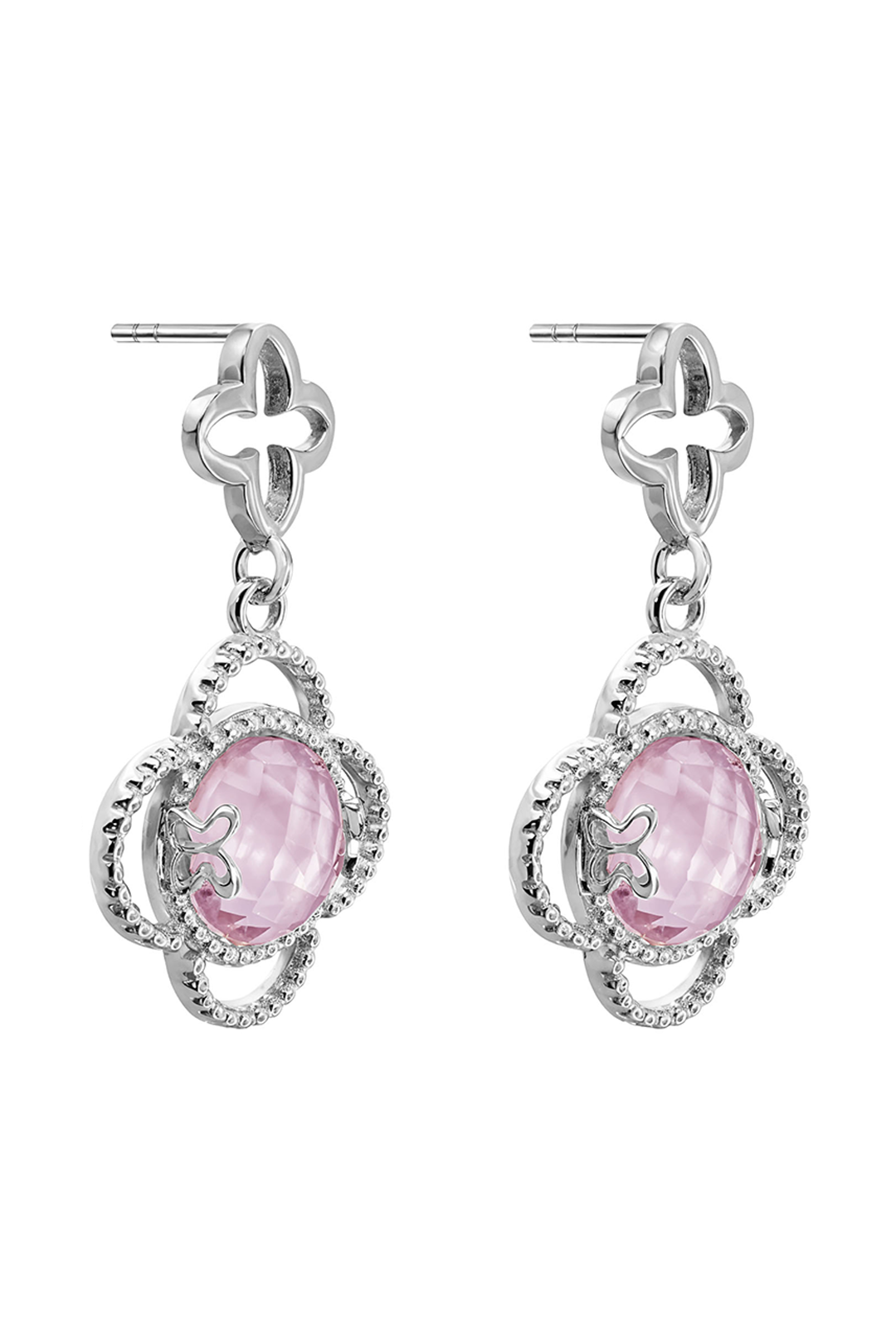 Aretes Plata 925 Rose Mariposa Mop Cristal - Tanya Moss
