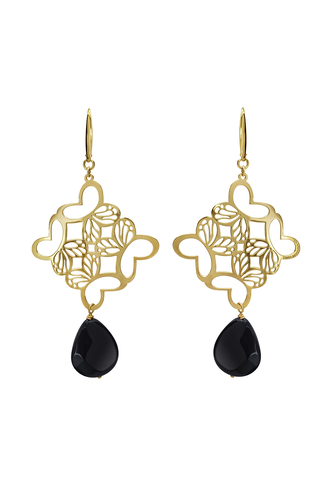 Aretes Plata 925 Monarca Rombo Mariposa Agata Dorados - Tanya Moss