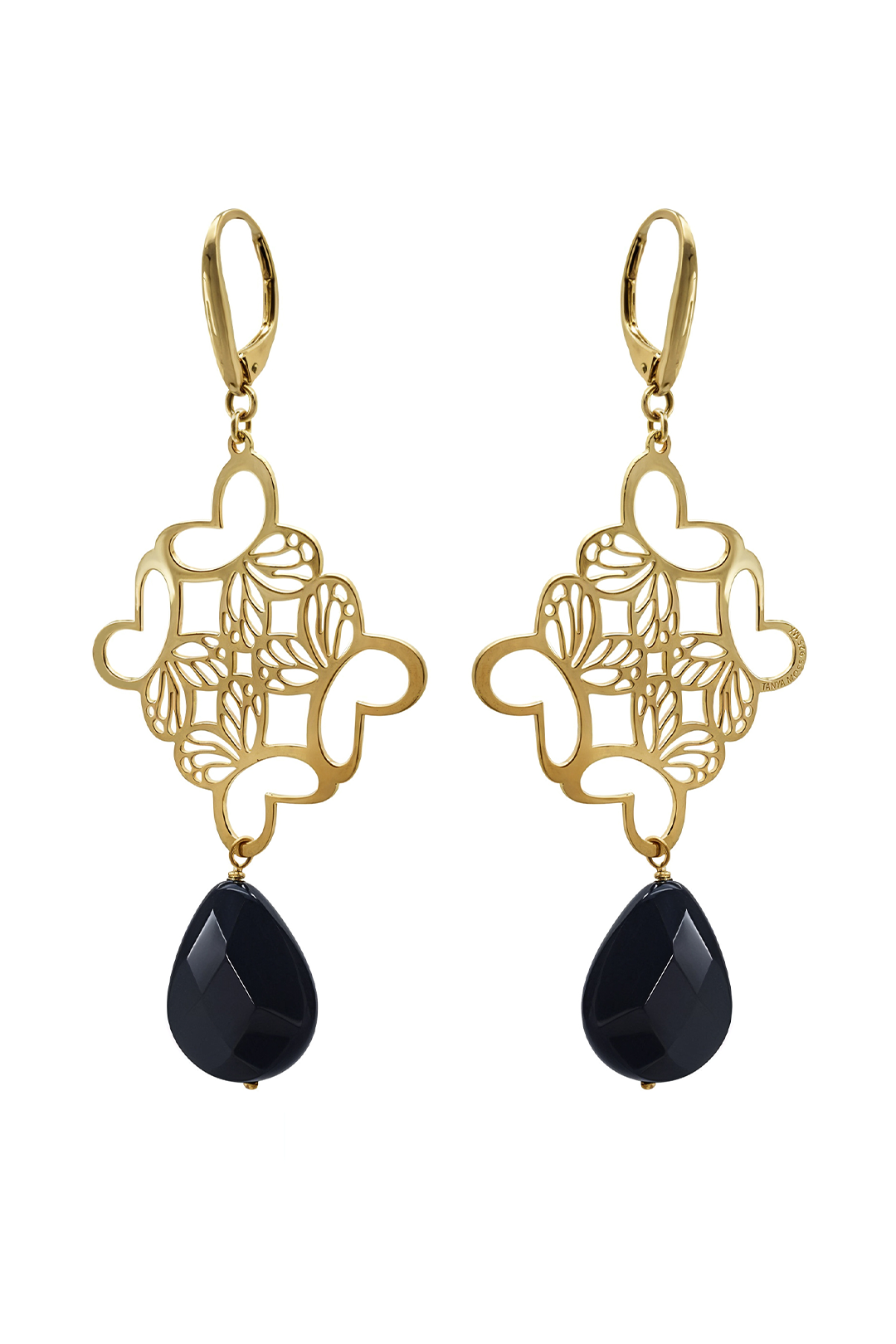 Aretes Plata 925 Monarca Rombo Mariposa Agata Dorados - Tanya Moss