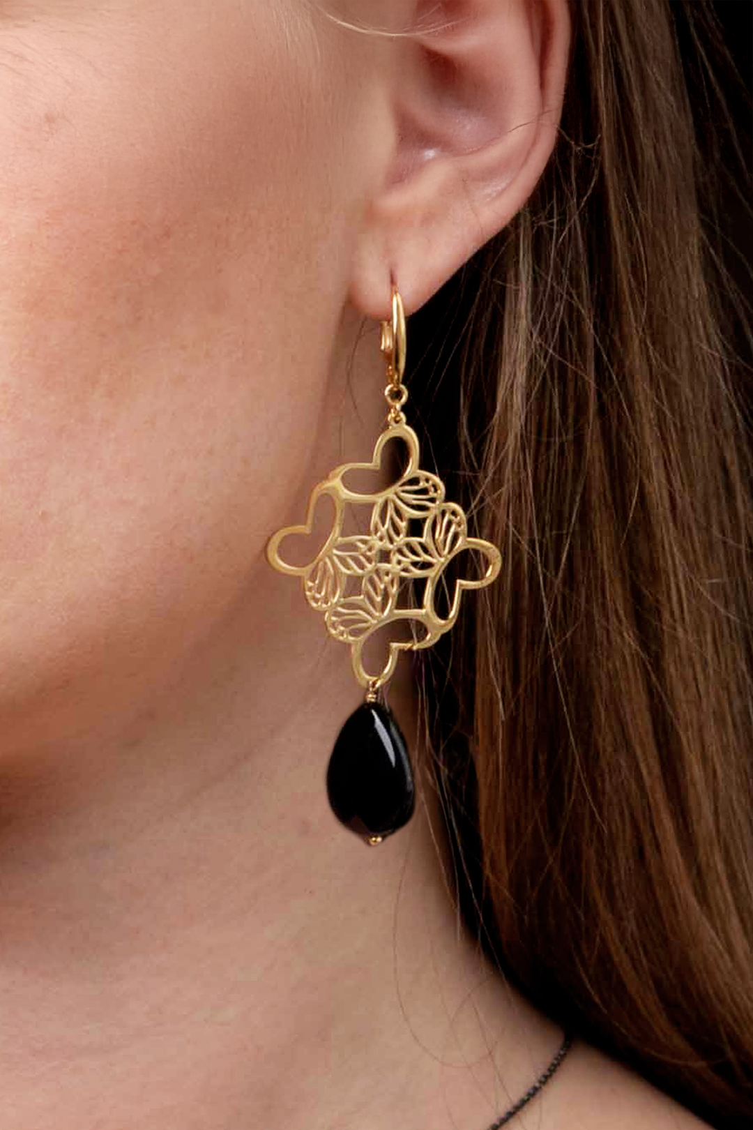 Aretes Plata 925 Monarca Rombo Mariposa Agata Dorados - Tanya Moss