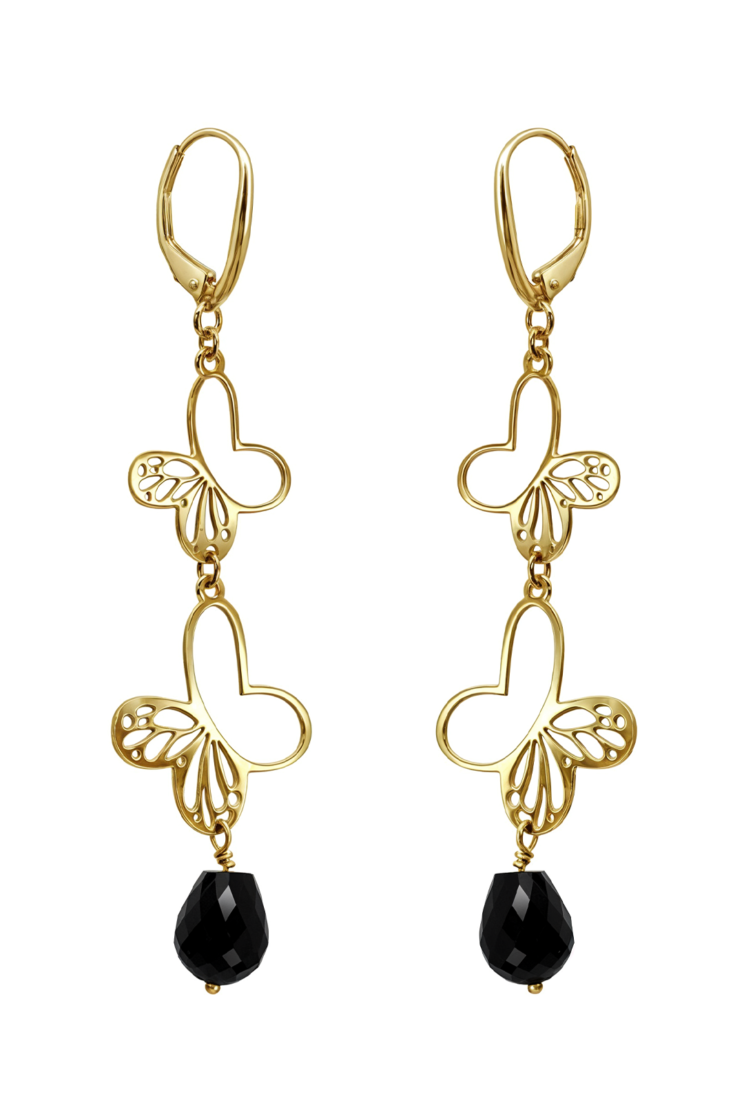 Aretes Plata 925 Monarca Mariposa Agata Dorados