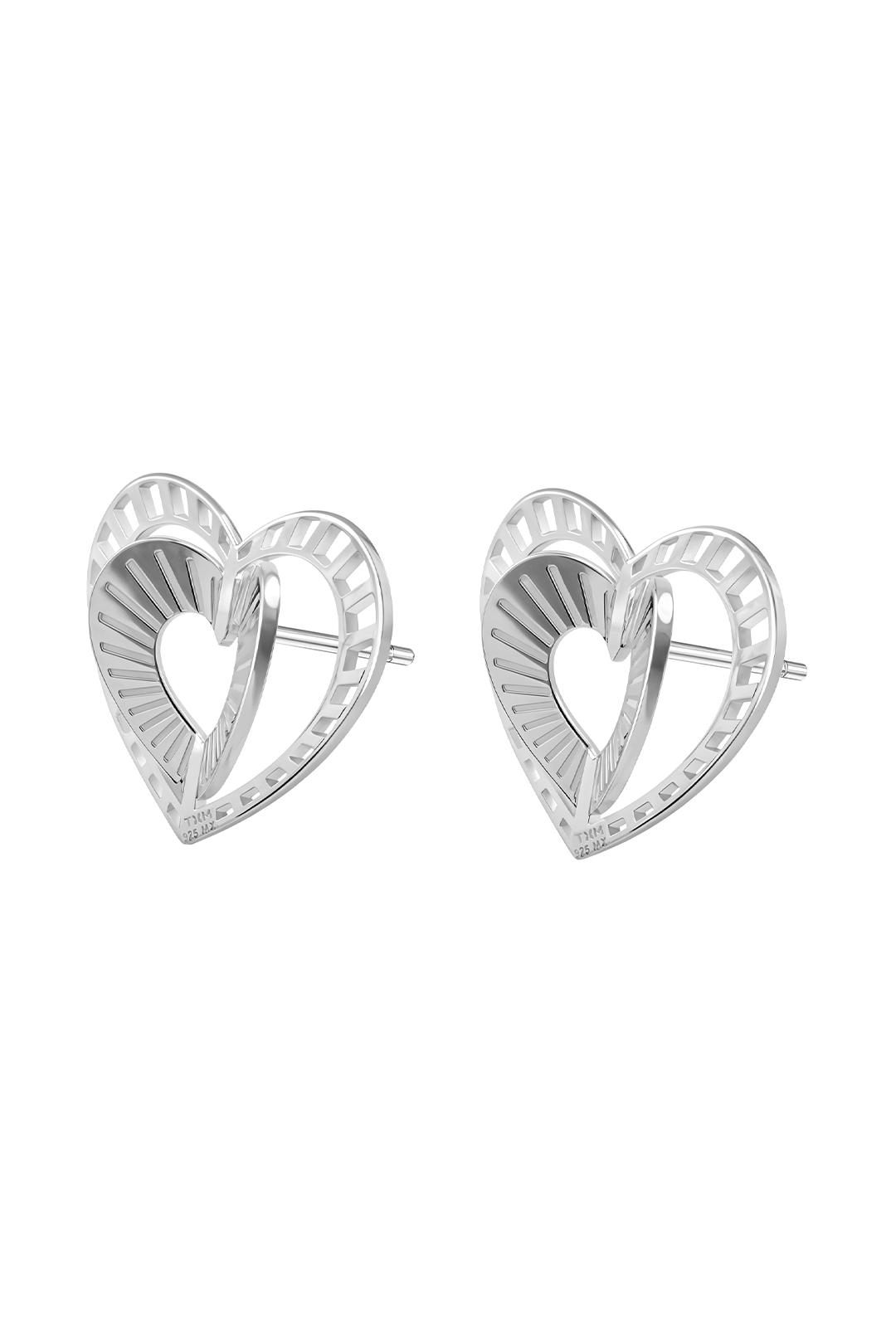 Broqueles Plata 925 Valentina con Corazón Destellos - Tanya Moss