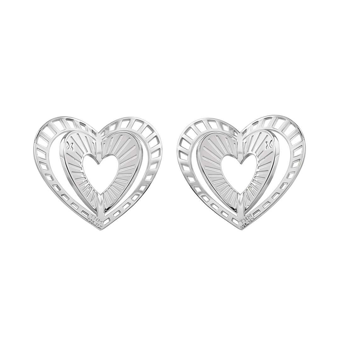 Broqueles Plata 925 Valentina con Corazón Destellos - Tanya Moss