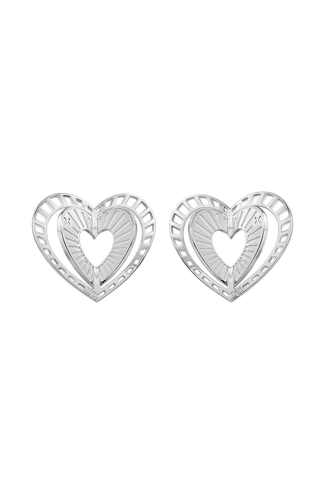 Broqueles Plata 925 Valentina con Corazón Destellos - Tanya Moss