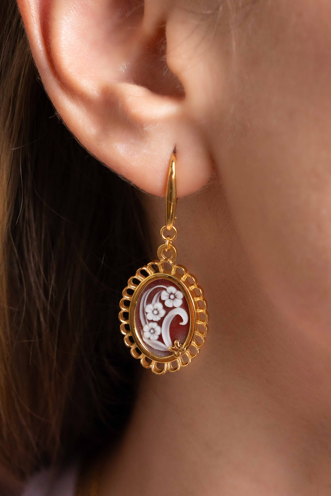 Aretes Plata 925 Motivos Flores Azul Dorados