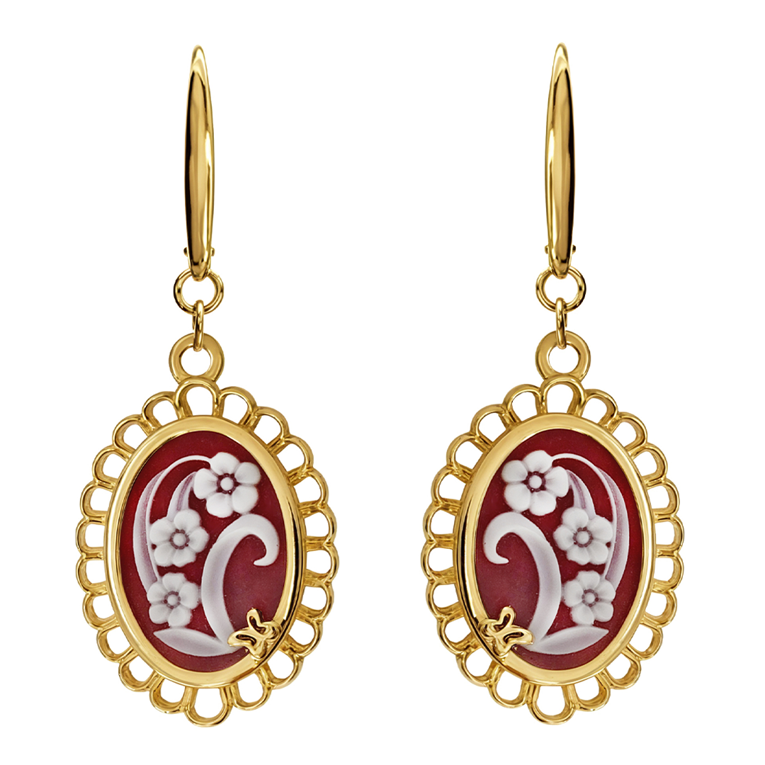 Aretes Plata 925 Motivos Flores Azul Dorados