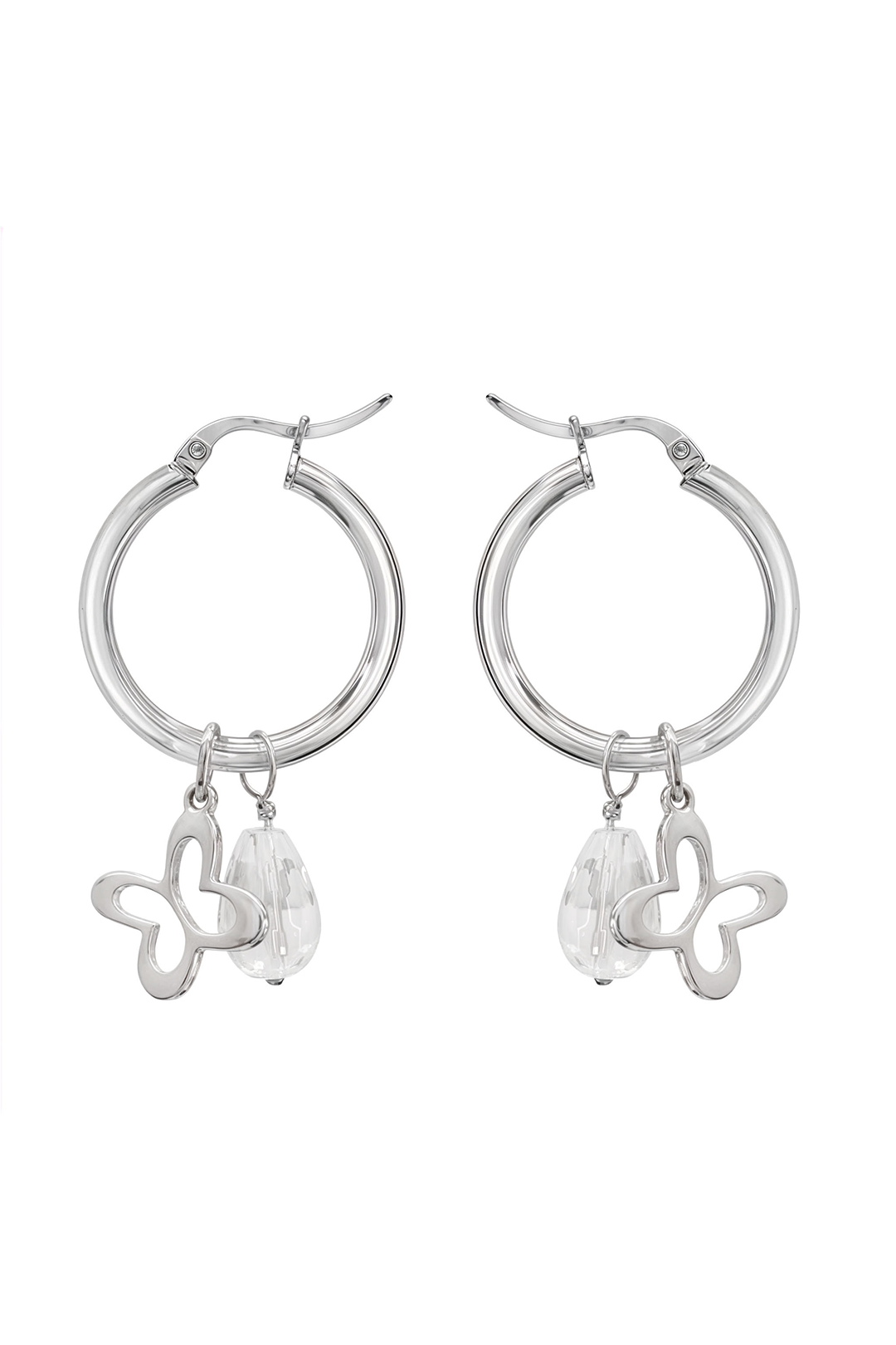 Arracadas Esenciales Mariposa Cuarzo Gota Cristal