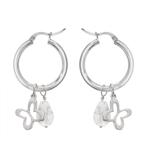 Arracadas Esenciales Mariposa Cuarzo Gota Cristal