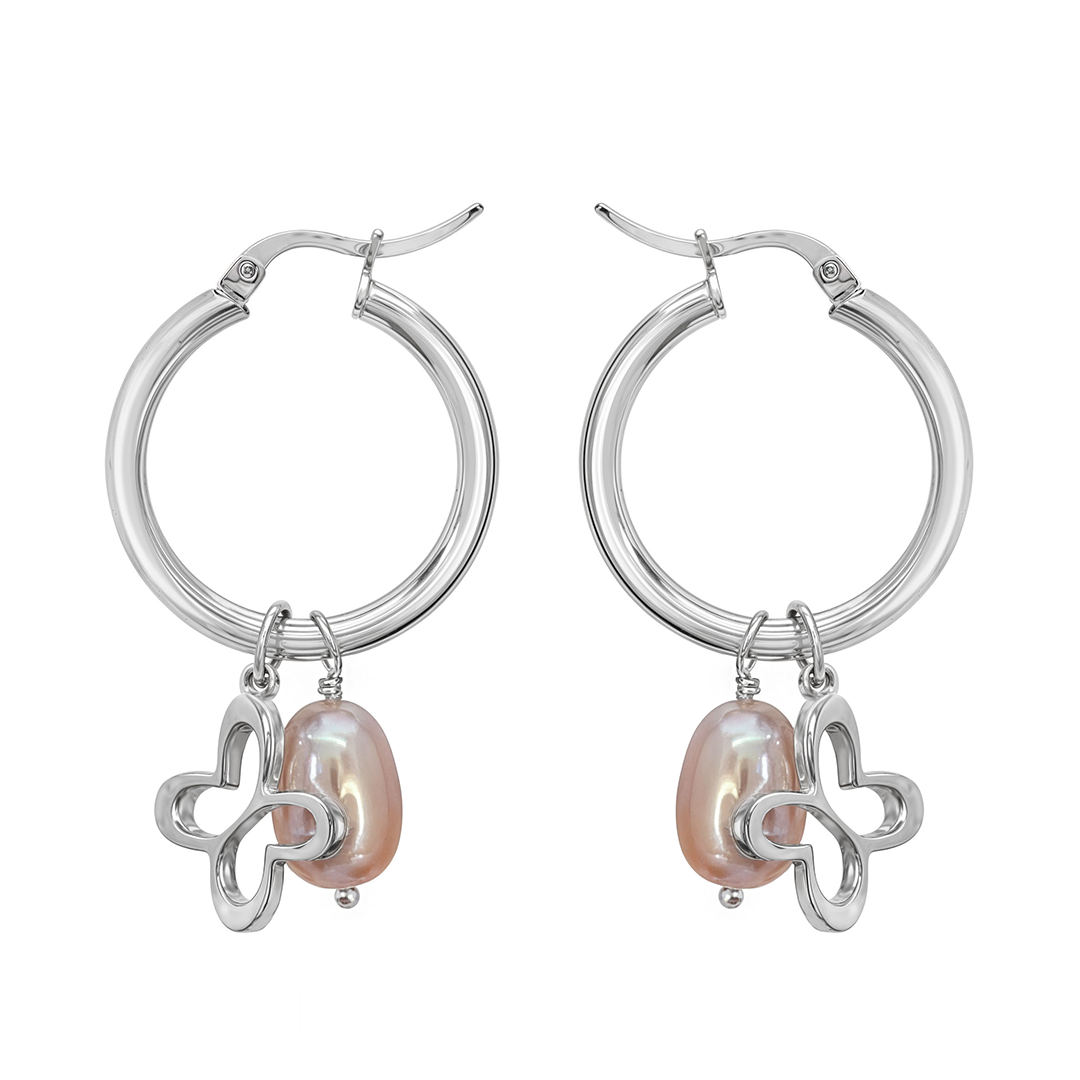 Arracadas Esenciales Mariposa Perla Rosa