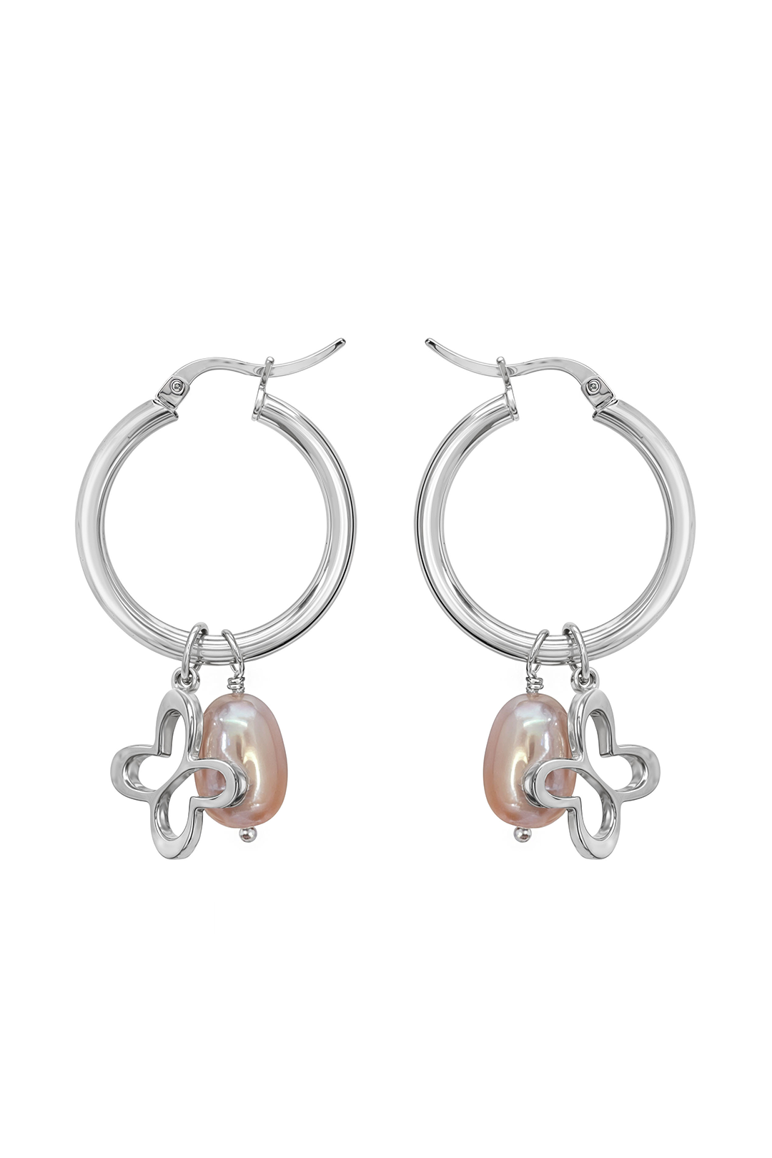 Arracadas Esenciales Mariposa Perla Rosa