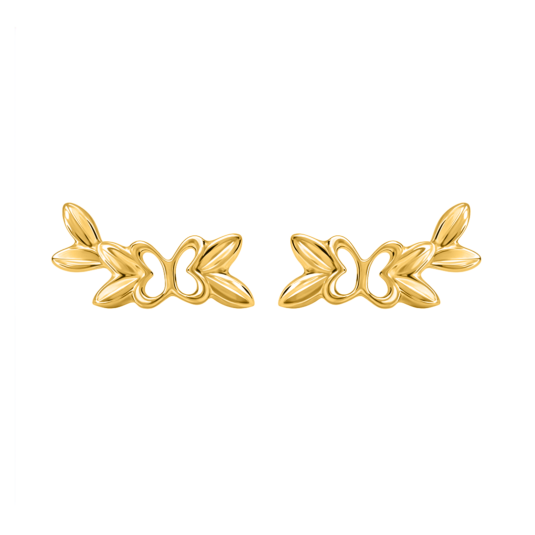 Broqueles Mariposa Con Hojas Dorado