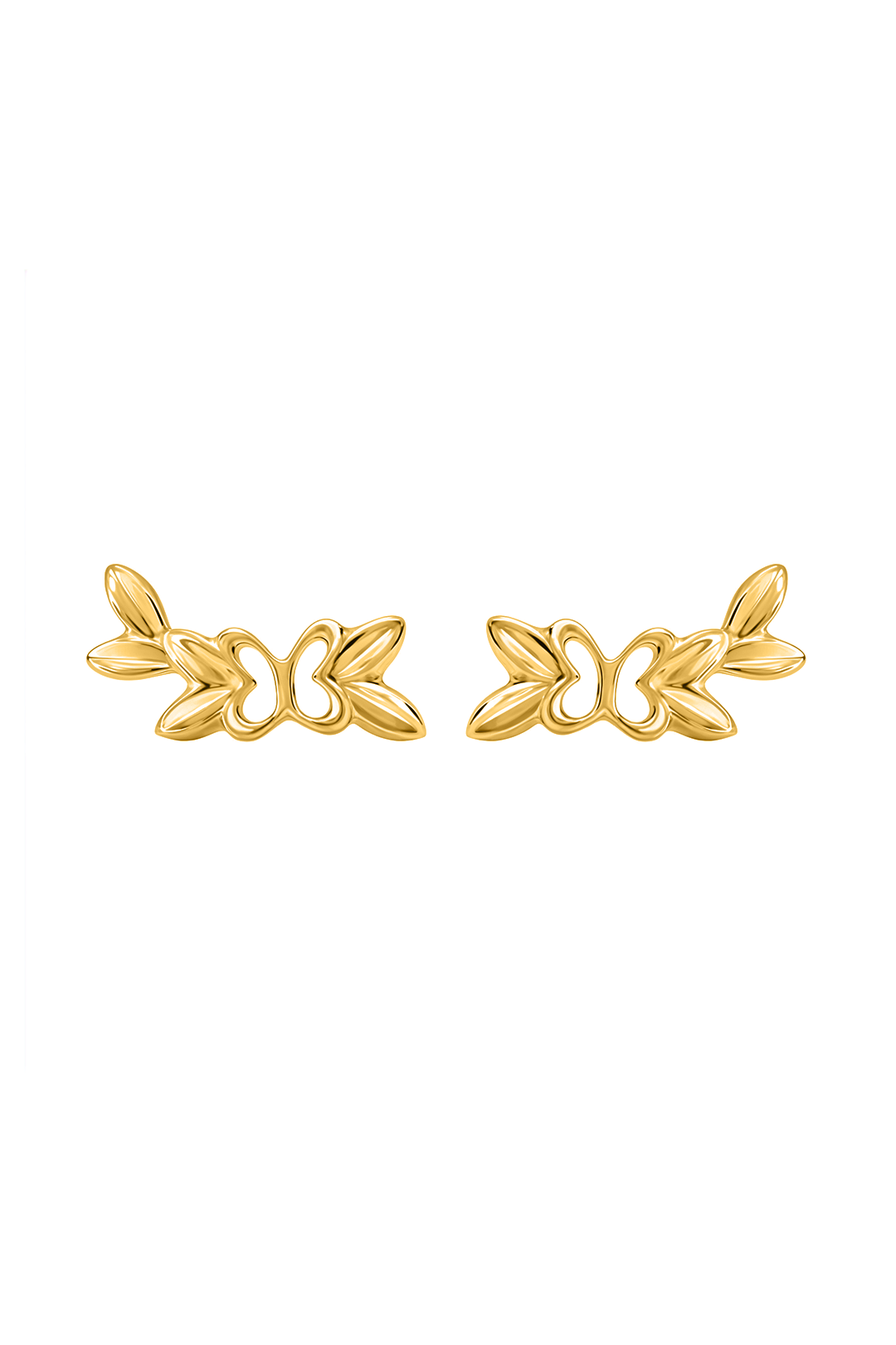 Broqueles Mariposa Con Hojas Dorado