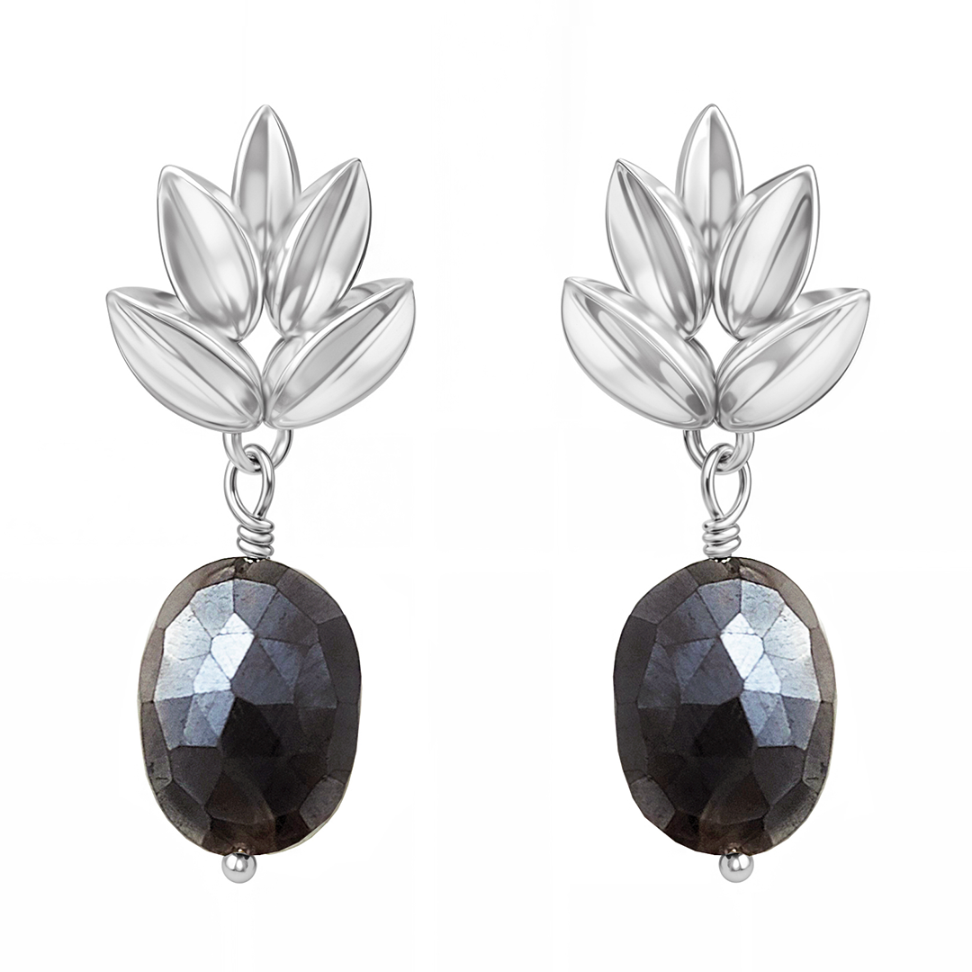 Broqueles Hojita Con Moonstone Obscura